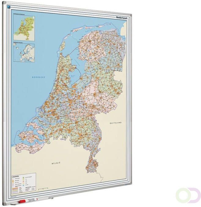 Smit Visual Landkaart bord Softline profiel 8mm Nederland Wegenkaart
