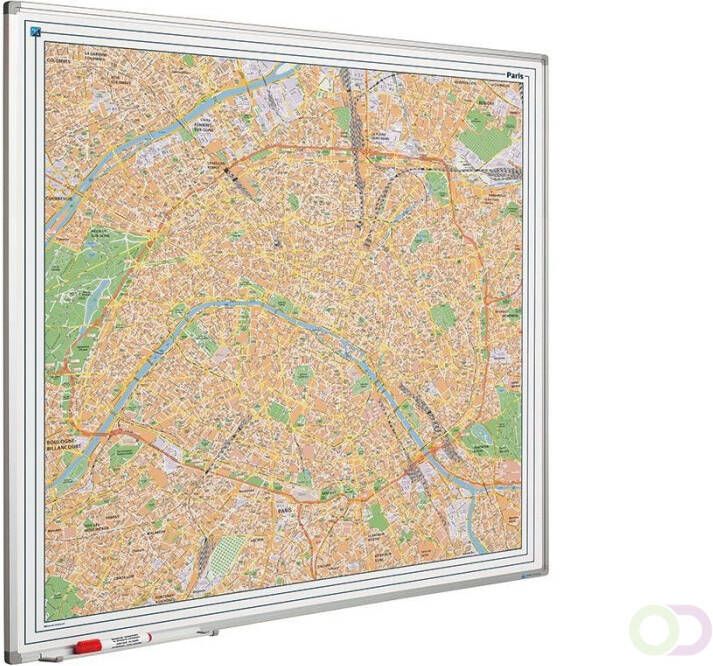 Smit Visual Landkaart bord Softline profiel 8mm Parijs 1100x1100mm