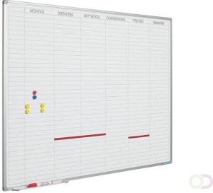 Smit Visual Planbord Softline profiel 8mm Werkdagen DU incl. dagenstrook 90x60cm