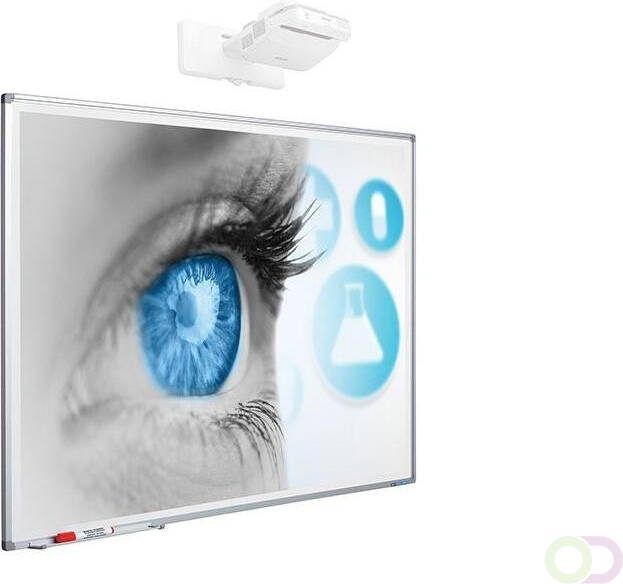 Smit Visual Projectiebord emailstaal mat wit(16 6 ) softline profiel 8mm voor pen projectoren(o.a. Epson 1480Fi ) muurmontage