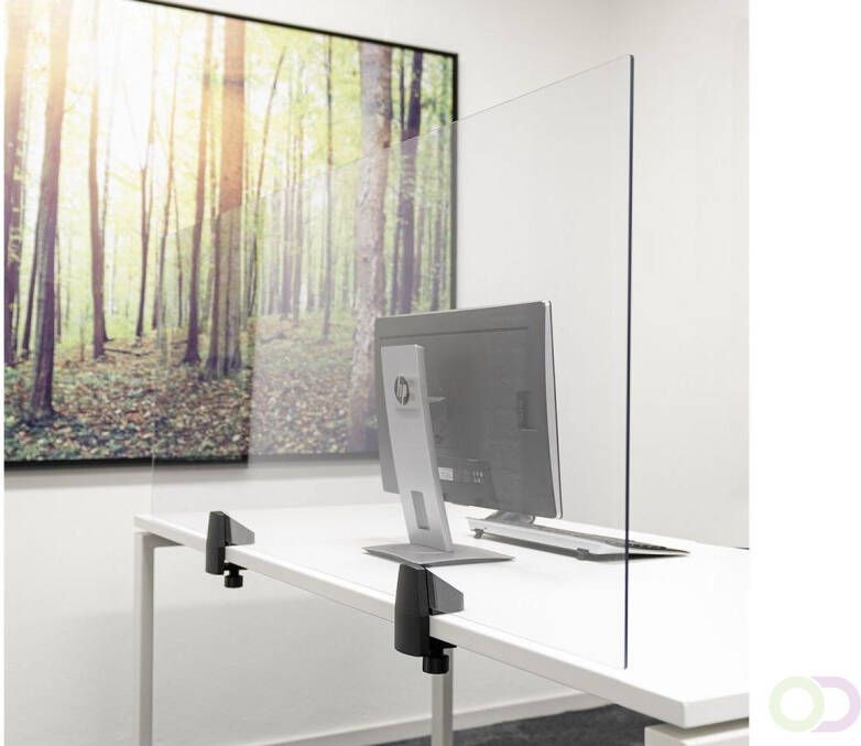 Smit Visual Scheidingsscherm Bureau Tafel Plexiglas transparant incl. 2x bureauklem enkel bureau 58x160 cm