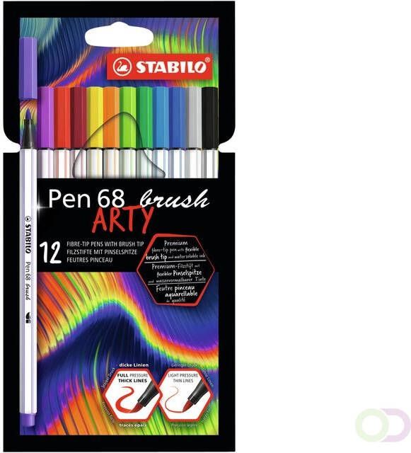 Stabilo Brushstift ARTY Pen 68 etui Ã  12 kleuren