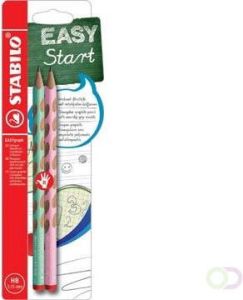 Stabilo EASYgraph S Pastel potlood HB 3 15 mm blister van 2 stuks voor rechtshandigen groen en roze