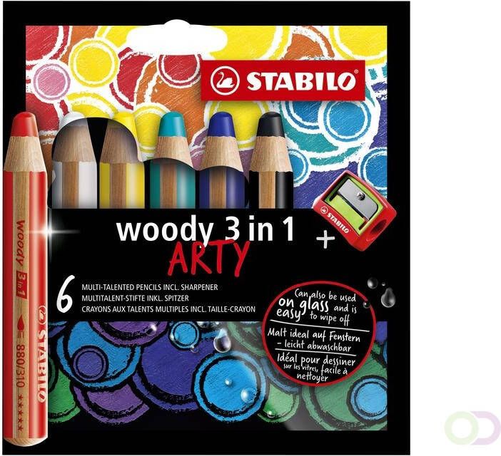 Stabilo Kleurpotloden Woody 8806-1-20 etui Ã  6 kleuren met puntenslijper