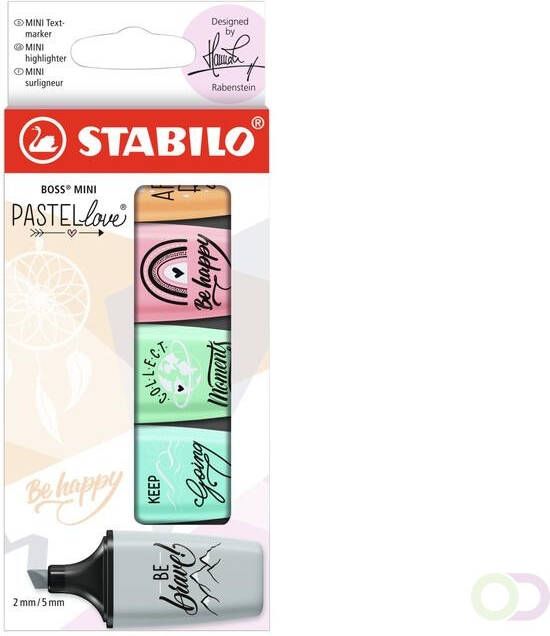Stabilo Markeerstift Boss mini Pastellove etui Ã  5 kleuren