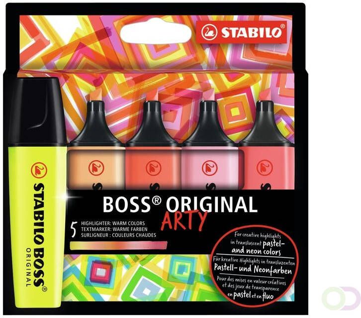 Stabilo Markeerstift Boss Original Arty etui Ã  5 warme kleuren