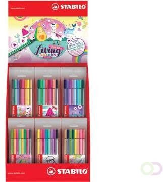 Stabilo Pen 68 Living colors viltstift display van 36 hersluitbare zakjes met 8 geassorteerde kleuren