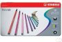 Stabilo Pen 68 viltstift metalen doos van 10 stiften in geassorteerde kleuren - Thumbnail 3