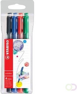 Stabilo pointMax schrijfstift 0 8 mm etui van 4 stuks in geassorteerde standaard kleuren