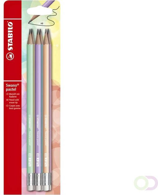 Stabilo Swano pastel potlood HB met gom blister van 6 stuks in geassorteerde kleuren