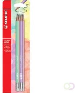 Stabilo Swano pastel potlood HB met gom blister van 4 stuks in geassorteerde kleuren
