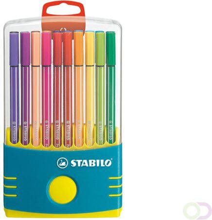 Stabilo Viltstift Pen 68 20 ColorParade in antraciet turquoise etui medium assorti etui Ã  20 stuks