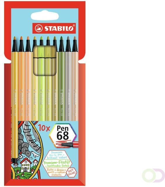 Stabilo Viltstift Pen 68 10 medium soft assorti etui Ã  10 stuks