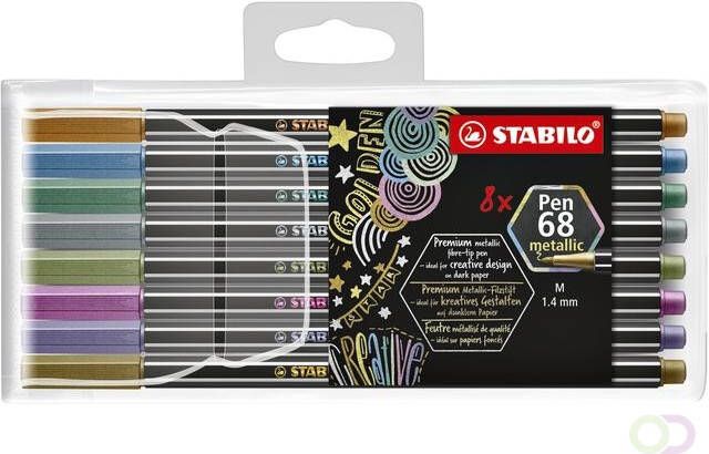 Stabilo Viltstift Pen 6808 8 11 metallic etui Ã  8 kleuren