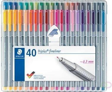 Staedtler fineliner Triplus opstelbare box met 40 kleuren