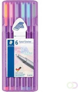 Staedtler fineliner Triplus opstelbare box met 6 pastelkleuren