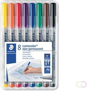 Staedtler OHP marker Lumocolor non permanent fijn 0 6 mm doos van 8 stuks in geassorteerde kleuren