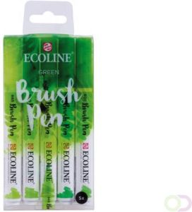 TALENS Brushpen Ecoline set-groen blister Ã  5 stuks ass