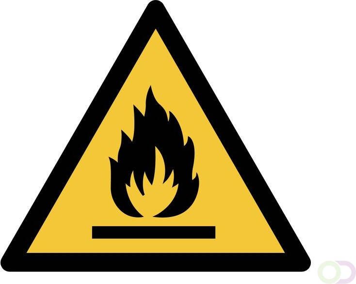Tarifold waarschuwingsbord uit PP ontvlambare stoffen ft 20 x 17 6 cm