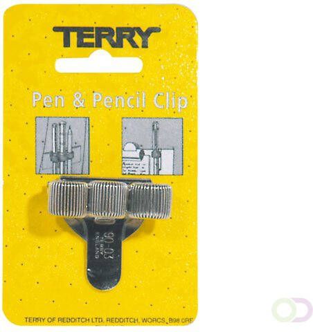 Terry Clip tbv 3 pennen potlood zilverkleurig