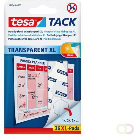 Tesa Kleefpads Â TACK dubbelzijdig transparant XL 36 stuks