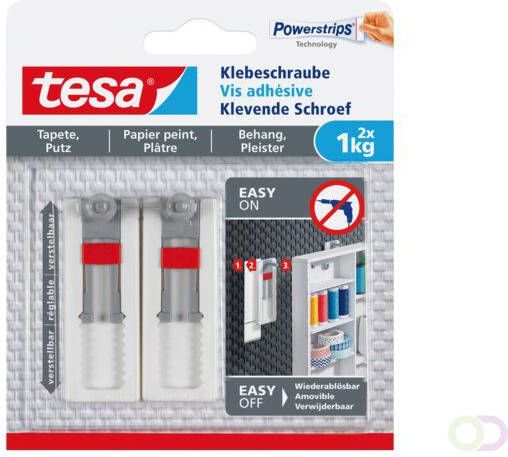 Tesa Klevende schroef Â behang en pleisterwerk 1kg verstelbaar wit