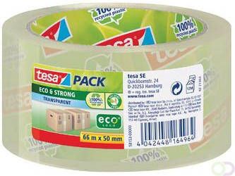 Tesa pack eco & strong ecoLogo ft 50 mm x 66 m PP transparant