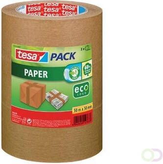 Tesa pack paper ecoLogo ft 50 mm x 50 m bruin pak van 3 stuks