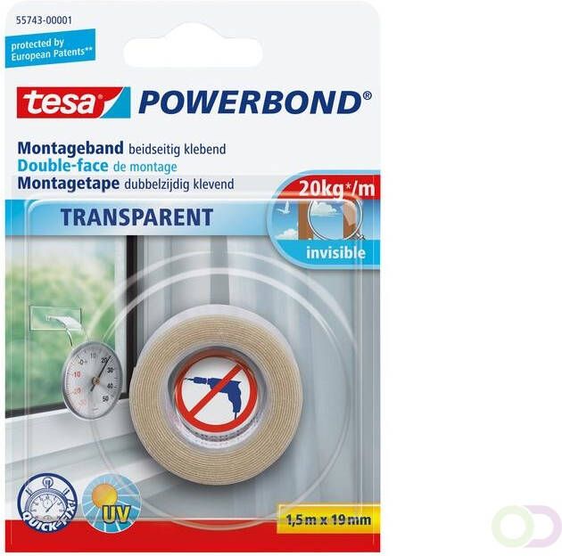 Tesa Powerbond 55743 montagetape transp 19mmx1 5m