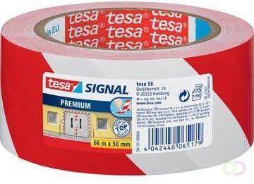 Tesa premium waarschuwingstape ft 50 mm x 66 m rood wit