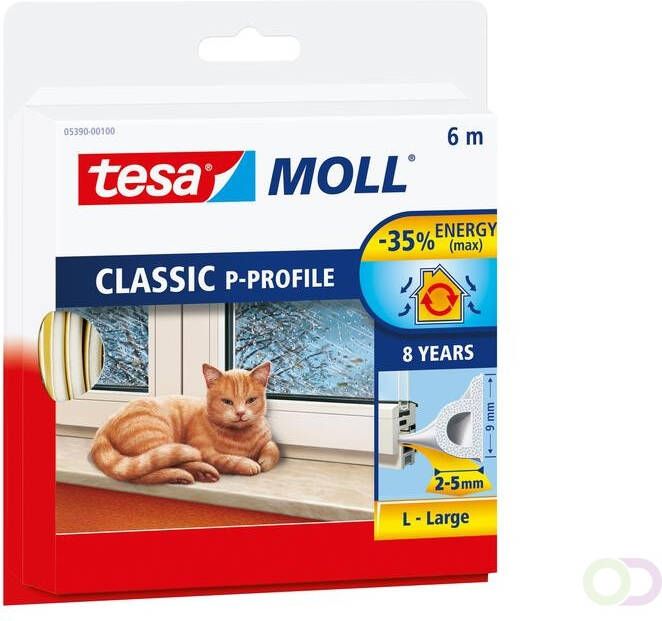 Tesa Tochtstrip Moll 05390 P profiel 9mmx6m wit