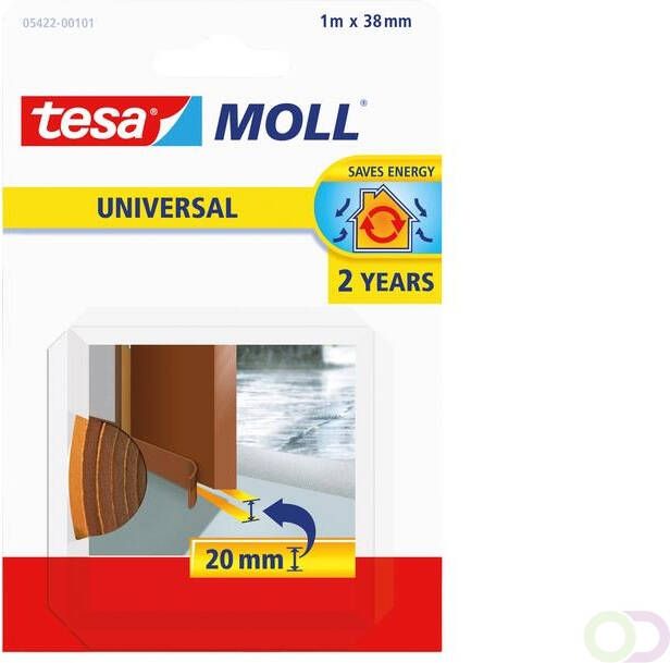Tesa Tochtstrips mollÂ Universal zelfklevende tbv deur 1mx38mm bruin