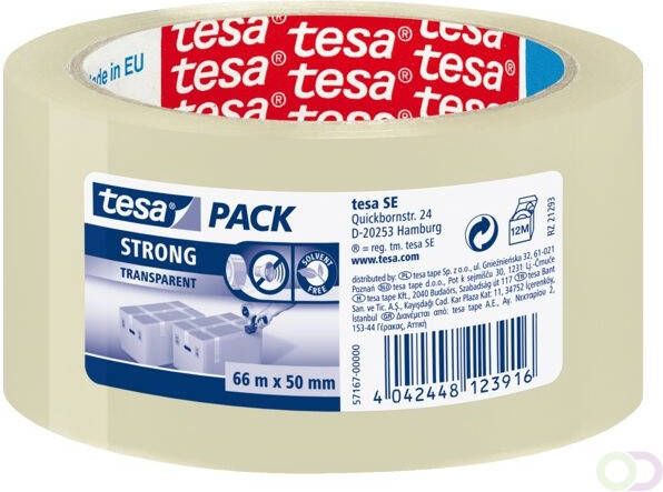 Tesa Verpakkingstape packÂ Strong 60mx50mm PP transparant