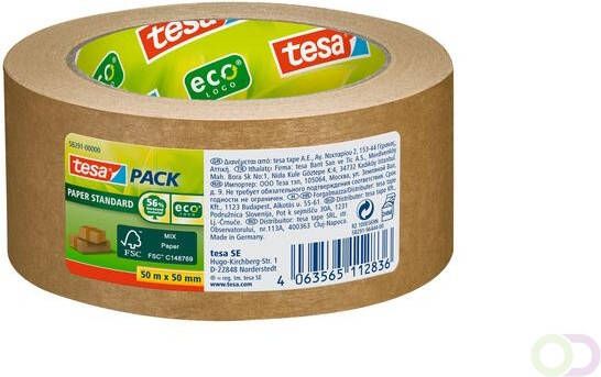 Tesa Verpakkingstape packÂ Papier Standard ecoLogo 50mx50mm bruin