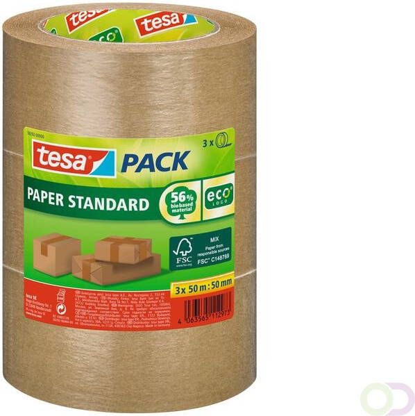 Tesa Verpakkingstape packÂ Papier Standard ecoLogo 50mx50mm bruin bundel