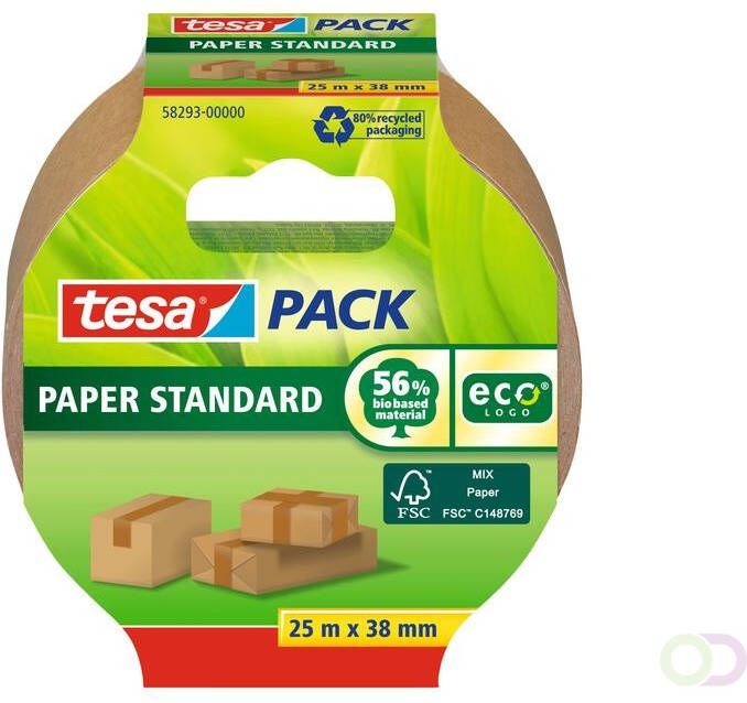 Tesa Verpakkingstape packÂ Papier Standard ecoLogo 25mx38mm bruin