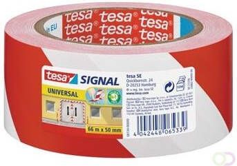 Tesa waarschuwingstape Universal ft 50 mm x 66 m rood wit