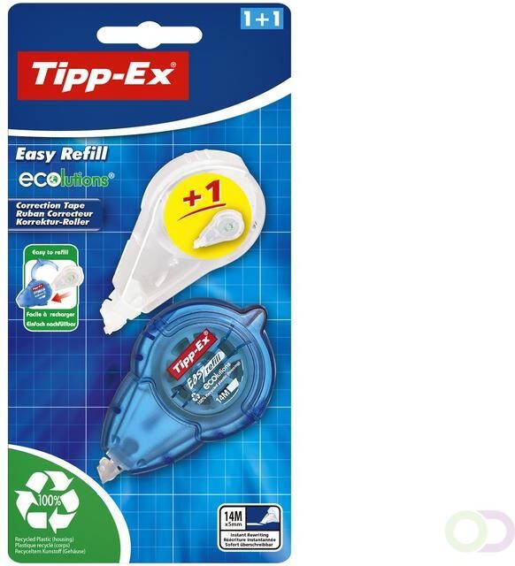 Tipp-ex Correctieroller Tipp ex 5mmx14m easy refill + refill ecolutions blister a 1+1