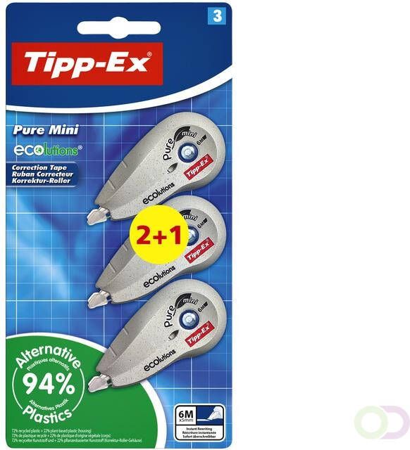 Tipp-ex Correctieroller Tipp ex 5mmx6m ecolutions pure mini blister 2+1 gratis