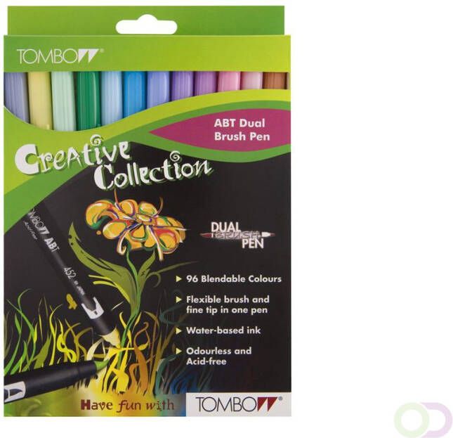Tombow ABT Dual Brush Pen set van 12 pastelkleuren