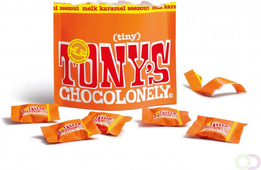 Tony's Chocolonely Chocolade Tiny Tony's Melk karamel zeezout 180gram zak Ã  20 stuks