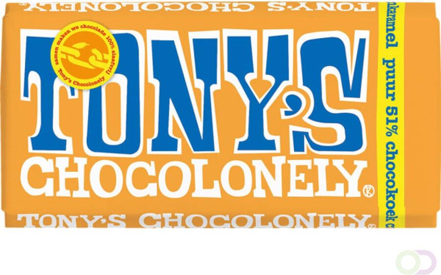 Tony's Chocolonely Chocolade Tonys Chocolonely puur 51% chocokoek citroenkaramel 180 gram 1 stuk