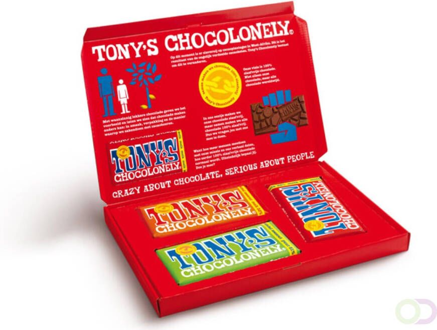 Tony's Chocolonely Chocolade Tonys Chocolonely Tonyâs kadodoos 3 repen x 180 gram