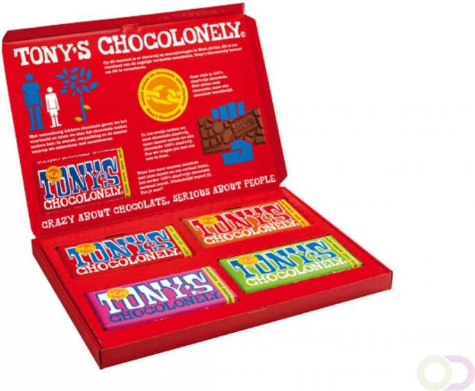Tony's Chocolonely Chocolade Tonys Chocolonely Tonyâs kadodoos 4 repen x 180 gram