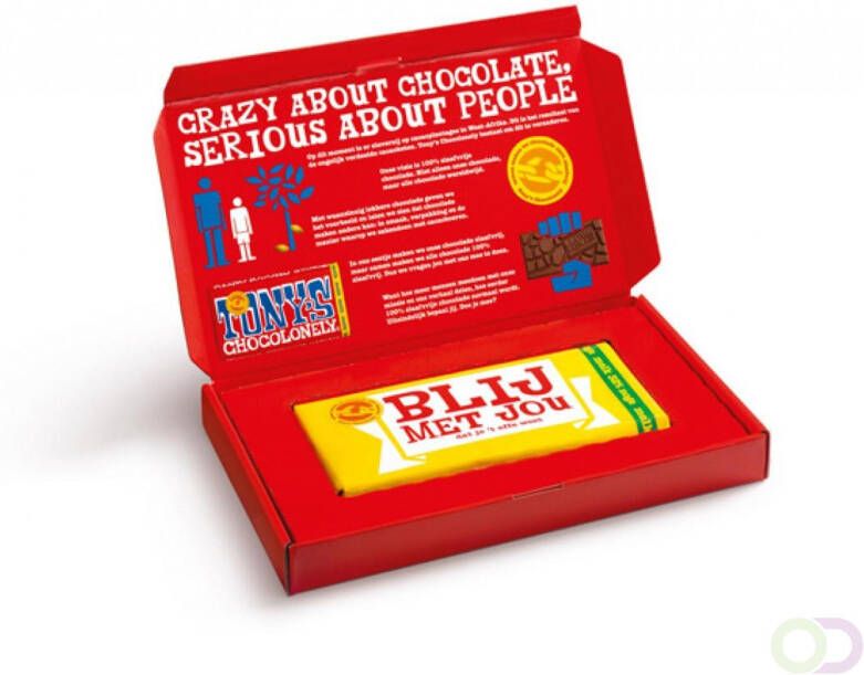 Tony's Chocolonely Chocolade Tonys Chocolonely Tonyâs kadodoos blij met jou 180 gram 1 stuk