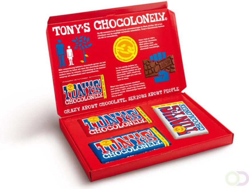 Tony's Chocolonely Chocolade Tonys Chocolonely Tonyâs kadodoos NL vlag 3 repen x 180 gram
