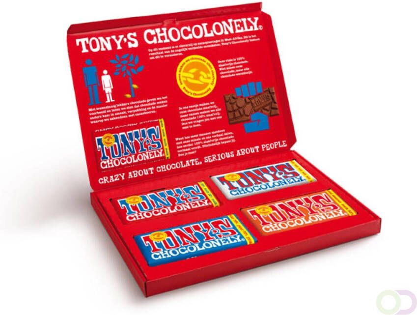 Tony's Chocolonely Chocolade Tonys Chocolonely Tonyâs kadodoos NL vlag 4 repen x 180 gram