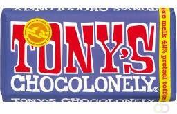 Tony's Chocolonely Chocolade reep 180gr donker melk pretzel toffee