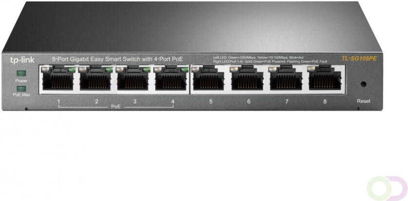 TP-Link TL-SG108PE Unmanaged Gigabit Ethernet (10 100 1000) Power over Ethernet (PoE) Zwart (TL-SG108PE V2)