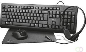 Trust Primo 4 in 1 Home Office Set met headset toetsenbord(qwerty ) muis en muismat